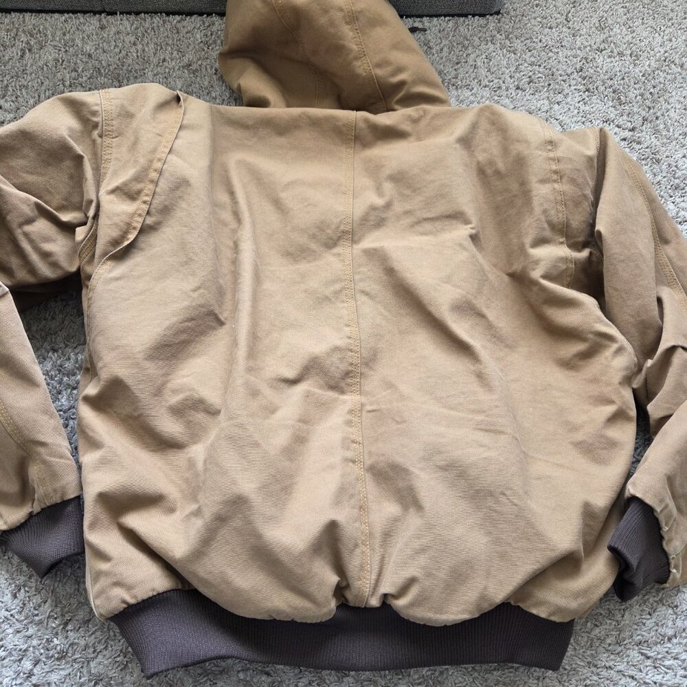 Berne Jacket Mens XL Brown Full Zip Front Pocket Winter Insulated Hooded Logo - Picture 7 of 7